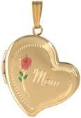 L9509 Mom with rose curved locket