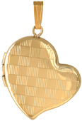 L9513 gold checkboard curved heart locket