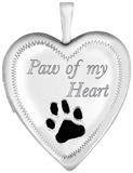 paw of my heart sterling heart pet locket
