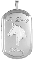 sterling equestrian horse dog tag locket