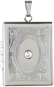 L8509 emboss scroll locket with crystal