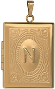 L8510 embossed scroll locket with initial