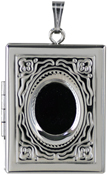 L8514 rectangle locket with stone setting
