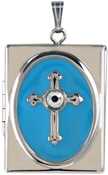 L8517 rectangle locket with cross and color