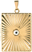 L8518 emobssed starburst rectangle locket with diamond