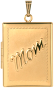 L8523 embossed mom gold rectangle locket