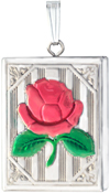 L8526E Square locket with rose with color