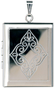 L8533 diamond scroll rectangle locket