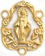 C879 gold mary with flowers rosary center