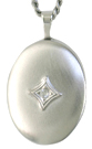 7001silver 16mm oval locket with diamond