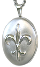 silver embossed fleur de lis oval locket