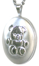 silver oval teddy bear locket
