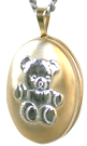 two tone teddy bear oval locket