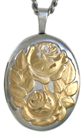 16mm oval embossed gold flower locket