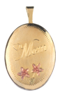 16mm gold oval locket with Mom