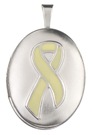 yellow ribbon silver oval locket