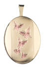 16mm gold oval locket with butterflies