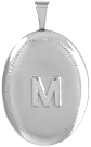 L7119 small oval locket with embossed initial