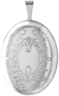 L7122 sterling oval locket with scroll design