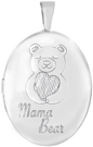 L7126 mama bear silver oval locket
