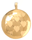 L512 Gold round locket with hearts