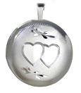 16mm round locket with 2 hearts