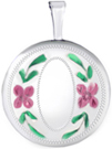 L535 Sterling floral small round locket