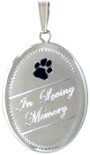 L8107CRE in loving memory oval locket with paw