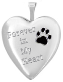 L5228CR pet heart cremation locket with paw