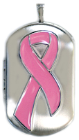pink ribbon dog tag locket