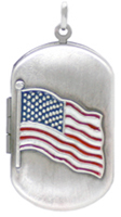 L1208 embossed american flag dog tag locket