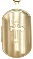L1221 cross with lines dog tag locket