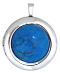 round locket with 15mm turquoise stone set