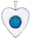 sterling heart locket with turquoise cabochon stone