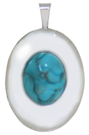 16mm oval locket with turquoise stone