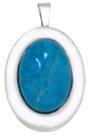 sterling oval locket with turquoise stone