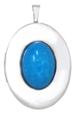 20mm oval locket with turquoise