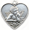 heart shaped angel medal